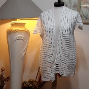 White Open front Knit Cardigan b32